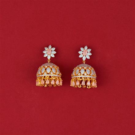 Cubic Zirconia Classic Jhumki With 2 Tone Plating
