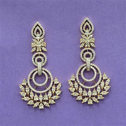 Cz Classic Earring With Carat 2 Tone Rhodium Plating