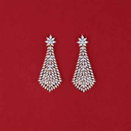 Cz Classic Earring With Carat 2 Tone Rhodium Plating