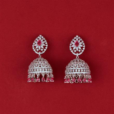Cubic Zirconia Classic Jhumki With Rhodium Plating