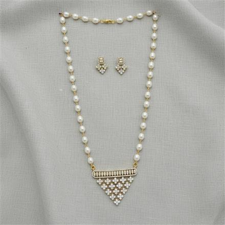 Cz Classic Pendant Set With 2 Tone Rhodium Plating