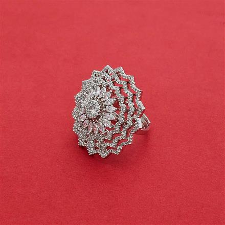 Cz Adjustable Ring With 2 Tone Rhodium Plating