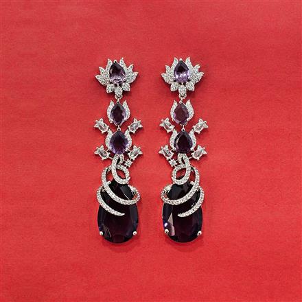 Cz Classic Earring With Rhodium Plating
