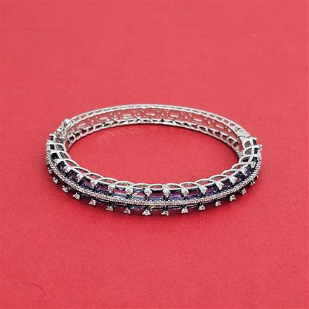 Cz Classic Kada With Rhodium Plating