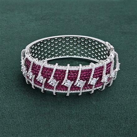 Cubic Zirconia Classic Kada With Rhodium Plating