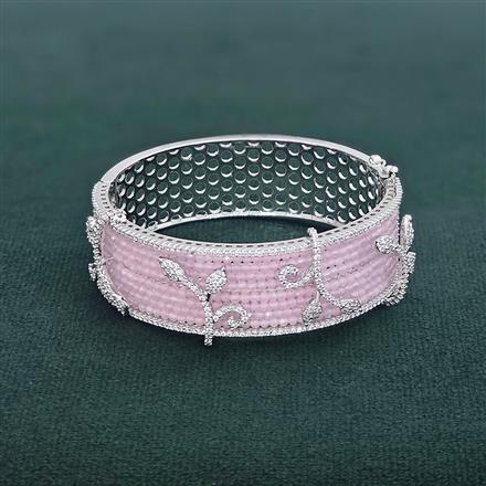 Cubic Zirconia Classic Kada With Rhodium Plating