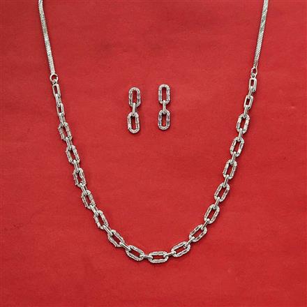 Cz Delicate Necklace With 2 Tone Rhodium Plating