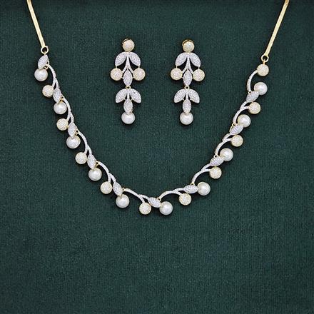 Cubic Zirconia Moti Necklace With Rhodium Plating