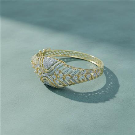 Cz Classic Kada With 2 Tone Rhodium Plating