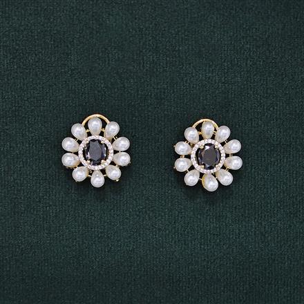 Cubic Zirconia Pearl Tops With 2 Tone Plating
