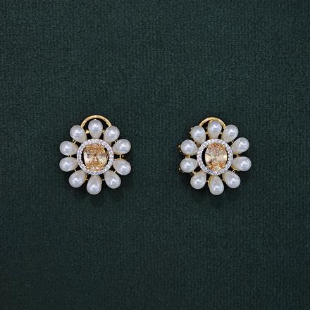 Cubic Zirconia Pearl Tops With 2 Tone Plating