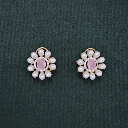 Cubic Zirconia Pearl Tops With 2 Tone Plating