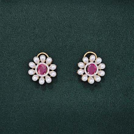 Cubic Zirconia Pearl Tops With 2 Tone Plating