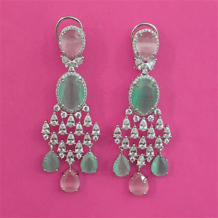 American Diamond Classic Earring with Rhodium Plating