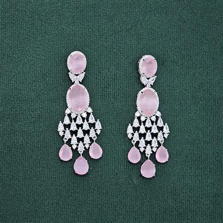 American Diamond Classic Earring with Rhodium Plating