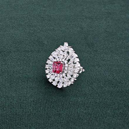 Cubic Zirconia Classic Ring With Rhodium Plating