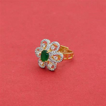 Cz Adjustable Ring With 2 Tone Plating