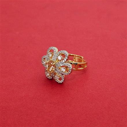 Cz Adjustable Ring With 2 Tone Plating