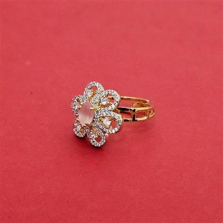 Cz Adjustable Ring With 2 Tone Plating