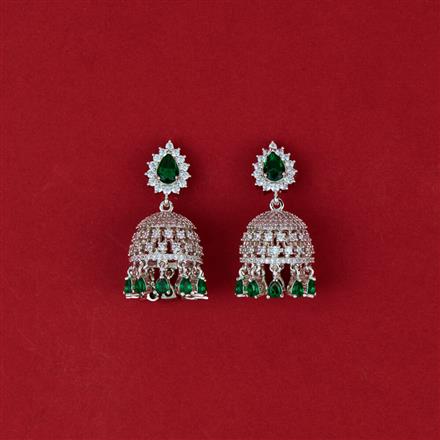 Cubic Zirconia Classic Jhumki With Rhodium Plating