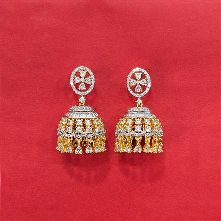 Cz Classic Jhumki With Mehndi 2 Tone Rhodium Plating