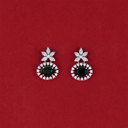 Cubic Zirconia Short Earring With Rhodium Plating