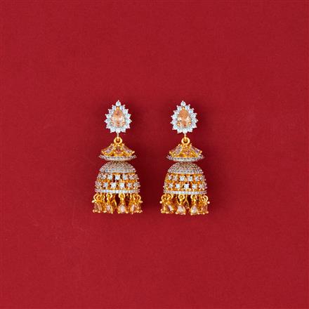Cubic Zirconia Classic Jhumki With 2 Tone Plating