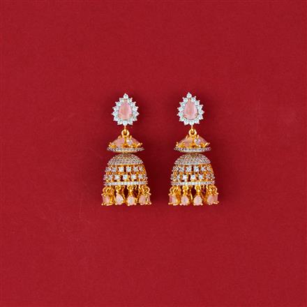 Cubic Zirconia Classic Jhumki With 2 Tone Plating