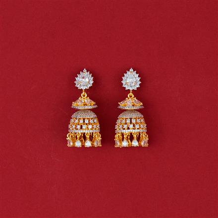 Cubic Zirconia Classic Jhumki With 2 Tone Plating