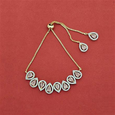 Cz Adjustable Bracelet With 2 Tone Plating
