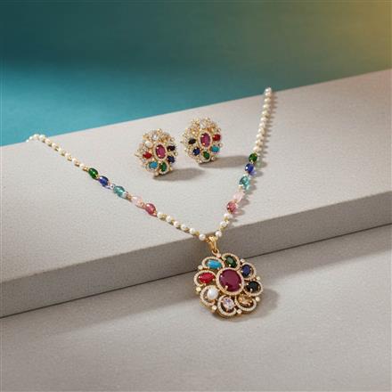 Cz Classic Pendant Set With 2 Tone Plating