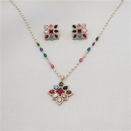 Cz Classic Pendant Set With 2 Tone Plating