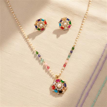 Cz Classic Pendant Set With 2 Tone Plating