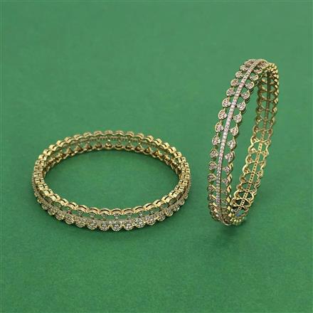 Cz Classic Bangles With Rhodium Mehndi Plating