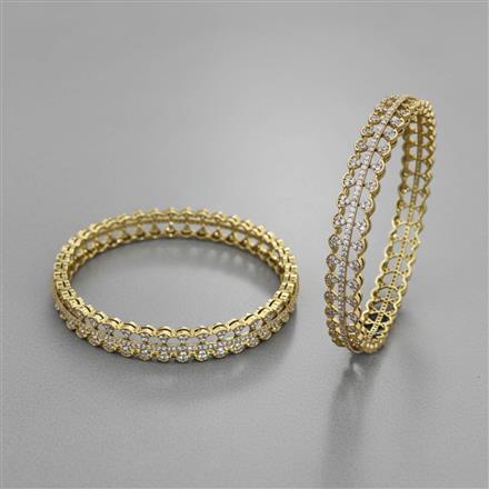 Cz Classic Bangles With Rhodium Mehndi Plating