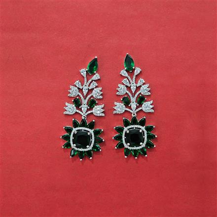 Cz Classic Earring With Rhodium Plating