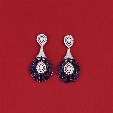 Cz Classic Earring With Rhodium Plating