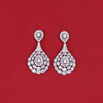 Cz Classic Earring With Rhodium Plating