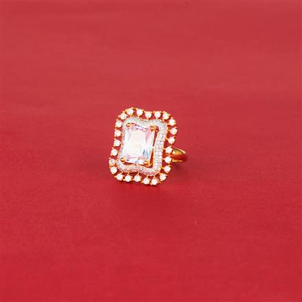 Cz Adjustable Ring With 2 Tone Plating