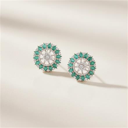 Cz Classic Earring With Rhodium Plating