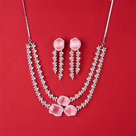 Cz Classic Necklace With Rhodium Plating
