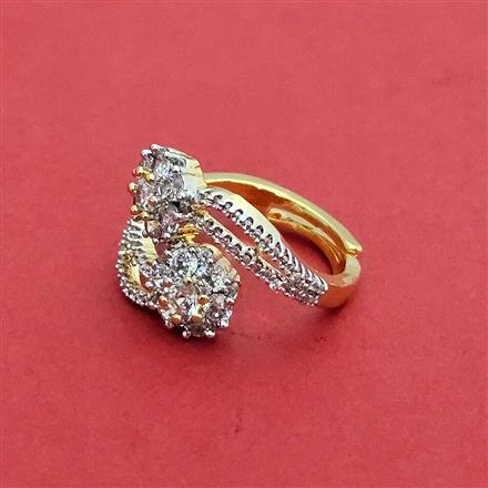 Cz Adjustable Ring With 2 Tone Rhodium Plating