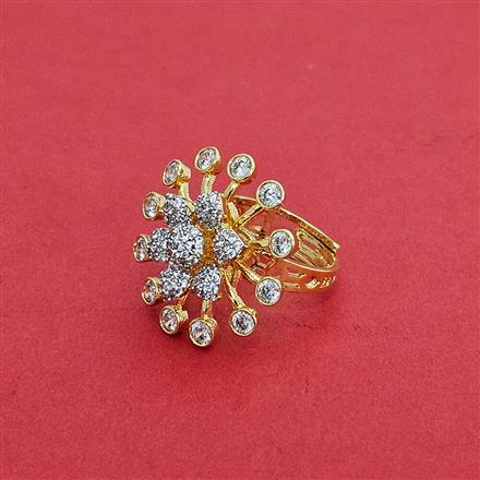Cz Classic Ring With 2 Tone Rhodium Plating