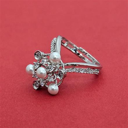 Cz Delicate Ring With 2 Tone Rhodium Plating
