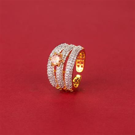 Cz Adjustable Ring With 2 Tone Plating