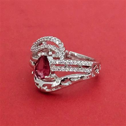 Cz Adjustable Ring With Rhodium Plating