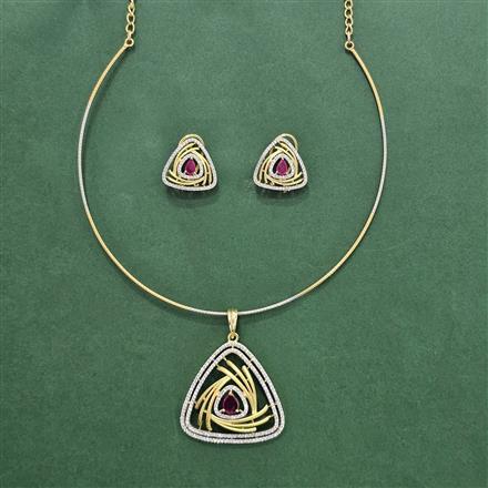 Cz Classic Pendant Set With 2 Tone Plating