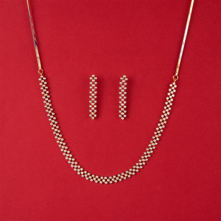 Cz Delicate Necklace With 2 Tone Rhodium Plating
