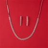 Cz Delicate Necklace With 2 Tone Rhodium Plating