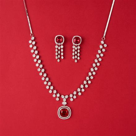 Cz Classic Necklace With Rhodium Plating